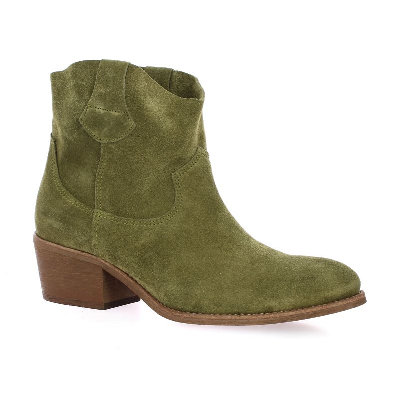 Exit Western Boots Chaussures Cuir Velours Vert Kaki Sulimia