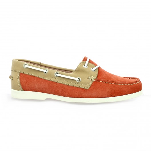 Latina Mocassins cuir velours corail