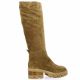 Pao Bottes cuir velours camel