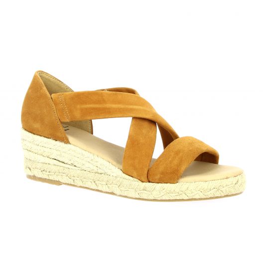 Exit Espadrille cuir velours cognac