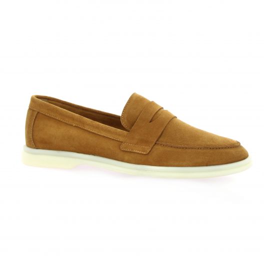 So send Mocassins cuir velours cognac