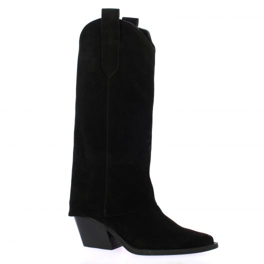 Angelica Bottes cuir velours noir