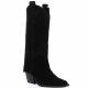 Angelica Bottes cuir velours noir