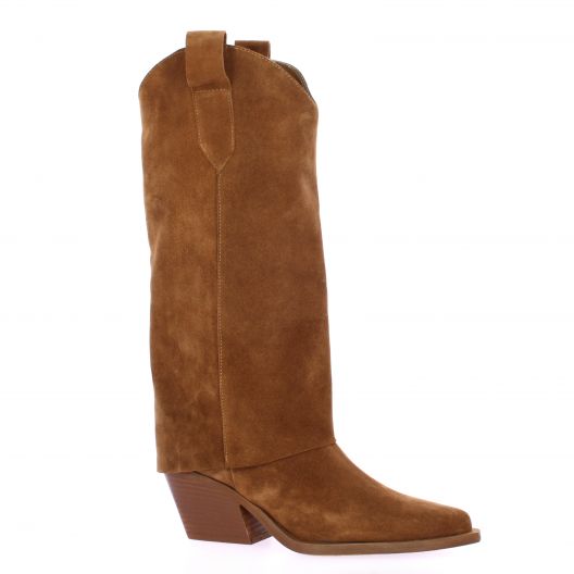 Angelica Bottes cuir velours cognac