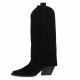 Angelica Bottes cuir velours noir