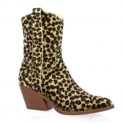 Angelica Boots cuir poulain leopard