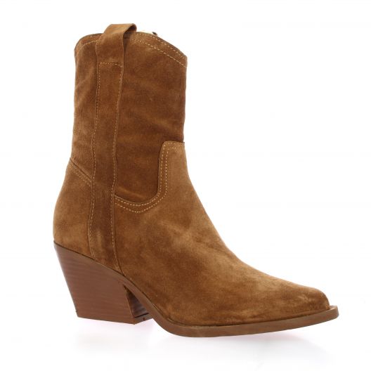 Angelica Boots cuir velours cognac