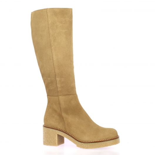 A bientot...merci Bottes cuir velours camel