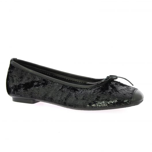 Reqins Ballerines cuir pailleté noir