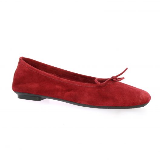 Reqins Ballerines cuir velours cerise