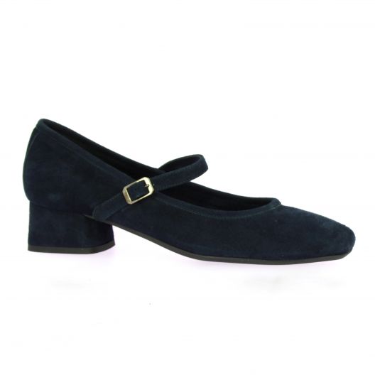 Reqins Ballerines cuir velours marine