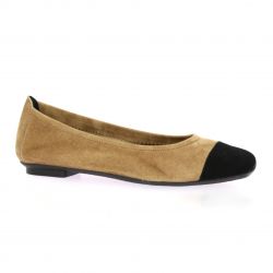 Reqins Ballerines cuir velours noir/camel