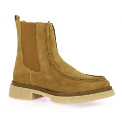 Reqins Boots cuir velours havane