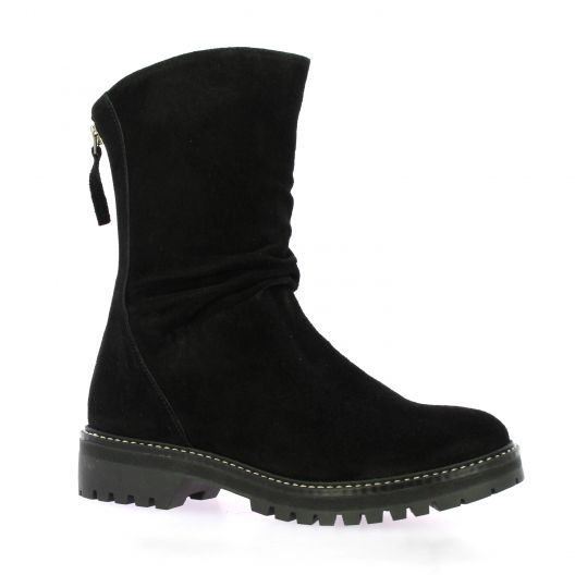 Reqins Boots cuir velours noir