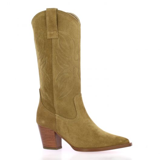 Patricia miller Bottes cuir velours taupe