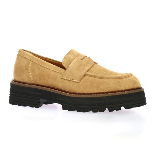 Exit Mocassins cuir velours camel