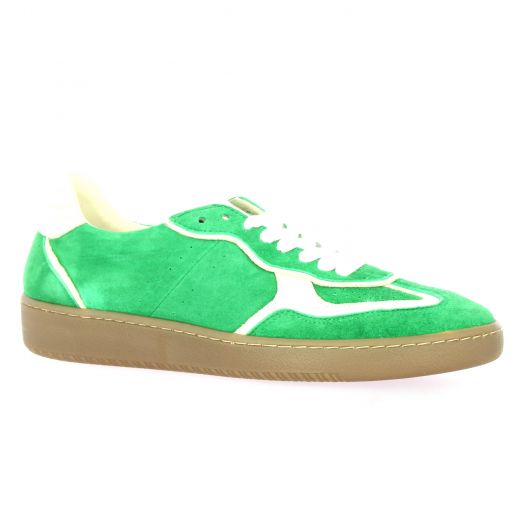 Reqins Baskets cuir velours vert gazon