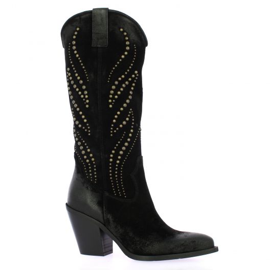 Metisse Bottes cuir velours noir