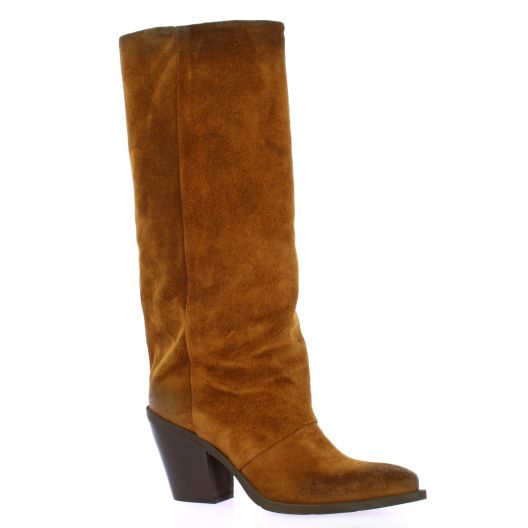 Metisse Bottes cuir velours cognac