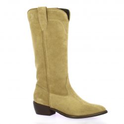 Pao Bottes cuir velours camel