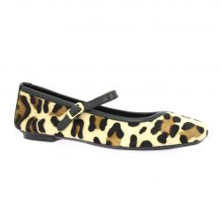 Reqins Ballerines cuir poulain leopard