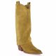 Angelica Bottes cuir velours tabac