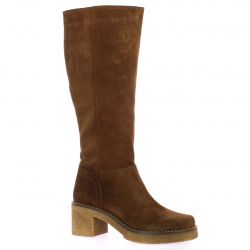 Caty Boots cuir velours cognac