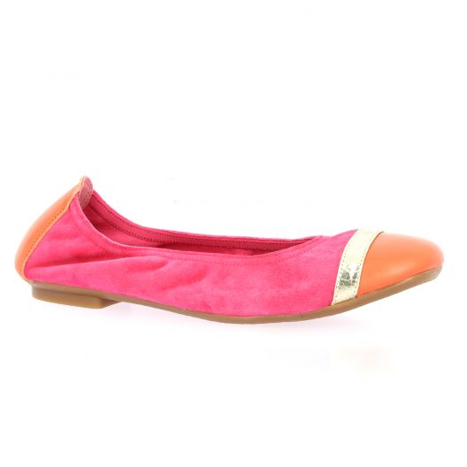 Reqins Ballerines cuir velours orange/fuchsia