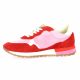 Reqins Baskets cuir velours rose/rouge