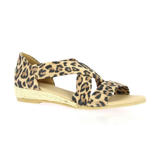 Exit Nu pieds cuir poulain leopard