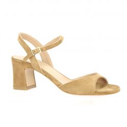 Fremilu Nu pieds cuir velours camel